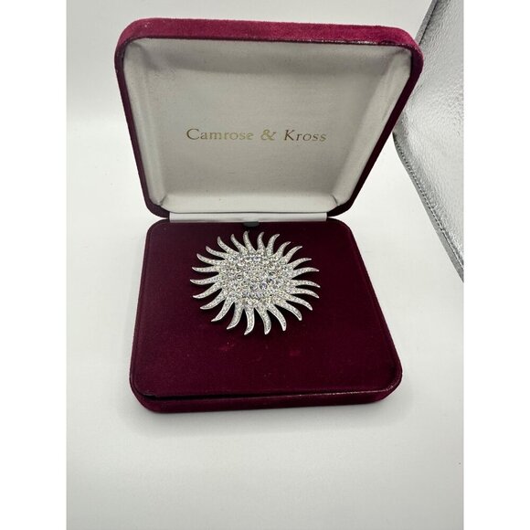 Camrose & Kross Rhinestone Sunburst Brooch Pin Jacqueline Jackie Kennedy - Picture 2 of 6